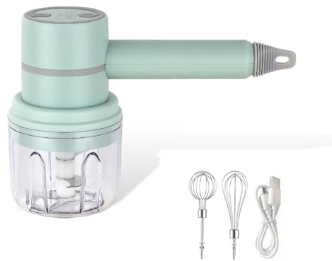 Zanthicia Frullatore portatile senza fili Frullatore a immersione portatile USB ricaricabile rimovibile impermeabile frullino per le uova da cucina, Verde