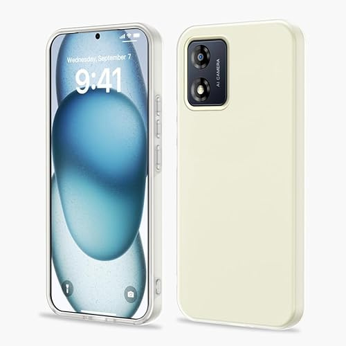YUXING Funda para Motorola Moto E13 4G, Carcasa Protectora Antigolpes PC + TPU, Anti‑Rayones, Absorción de Impactos y Antihuellas Bumper Case(Blanco)