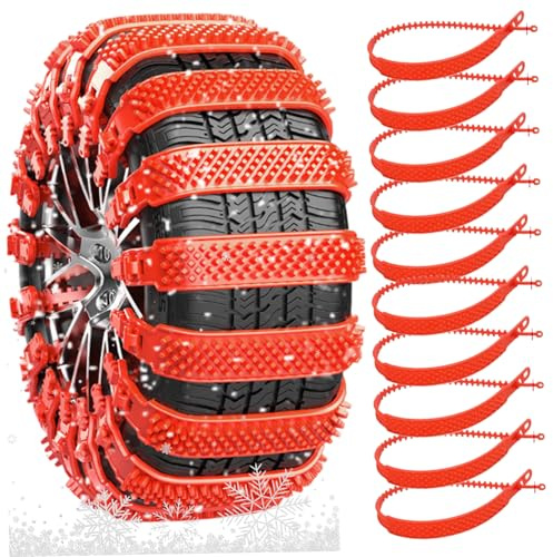10 cadenas de nieve para neumáticos de coche, correas antideslizantes para neumáticos de nieve, bridas de plástico antideslizantes de emergencia portátiles para caminos embarrados y conducción en inv