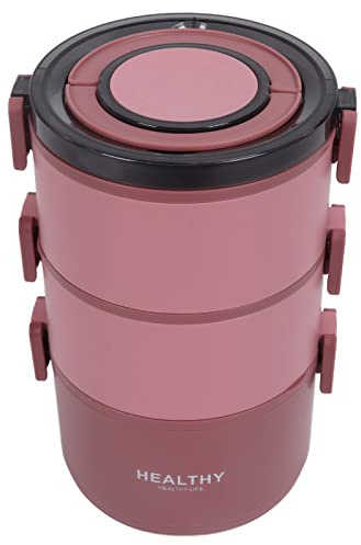 ACOGEDO Lunch Box 2200ml Scatola Rotonda Portatile con Design a Tre Strati con Scomparto Staccabile per Picnic per Studenti Blu è Possibile Utilizzare 3 Scatole Co Lunch BoxScatola da Pranzo (Rosso