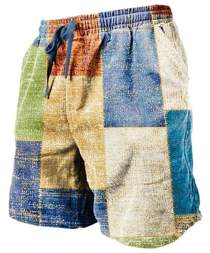 Leaomuny Costume Uomo Mare Corto Pantaloncini Boxer Piscina Costumi da Bagno Bermuda Stampa a Quadri Shorts Pantaloncino Sportivi Estivi Surf con Tasche E Coulisse Slip Nuoto Swimming Taglie Forti
