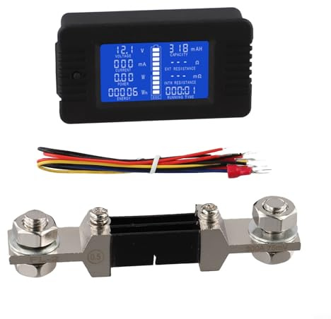 DC Battery Tester PZEM-015 Coulomb Meter with LCD Display, 0-200V 0-100A Power Capacity Analyzer for Solar EV Auto, 360° Screen Rotation, Black(300A)