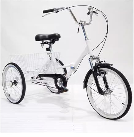 trehjuling, Vikbar trehjuling Vuxen,Trike Bike Cruiser-cyklar 3-hjuls hopfällbar cykel,20 tums Bekväm lädersadel for,Cargo for utomhussportshopping