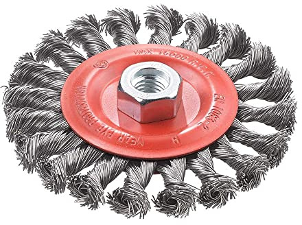 kwb 115mm Disc Brush for Angle Grinders,Twisted, M14 Thread, Crimped HSS Steel Wire, for Metal and Stone