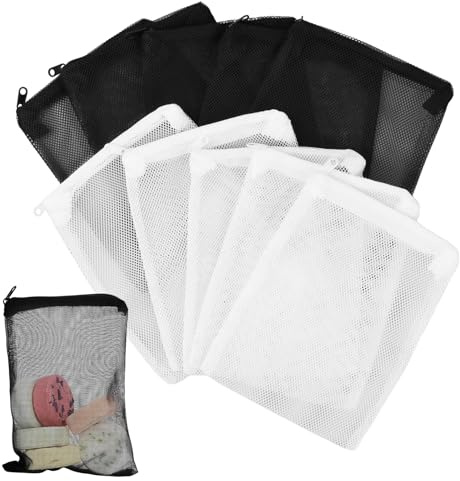 Catime 10 Pieces Fish Tank Media Mesh Filter Bag, Nylon Media Mesh Filter Bags Reusable, 20 * 14cm Fish Fine Mesh Net Bags, Aquarium Filter Bags with Zipper for Fish Tank Bio Balls Pelletized Carbon