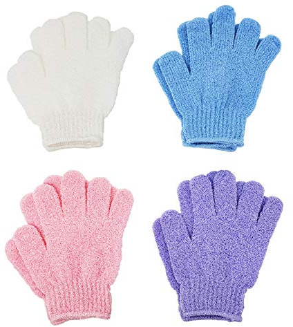 ATB 4 Pairs Exfoliating Gloves - Premium Scrub Wash Mitt for Bath or Shower - Luxury Spa Exfoliation Accessories For Men and Women