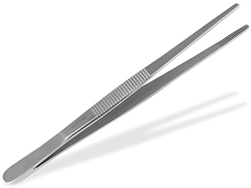 Küchenpinzette Gerade Kochpinzette Grillpinzette aus Edelstahl 14 cm | InstrumenteNrw Kochpinzette zum Anrichten, Verzieren oder Zubereiten von Gerichten mit präzisen innenverzahnten Spitzen