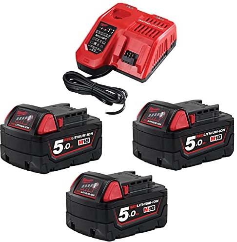 Milwaukee Starterset 18 Volt 4933451423 M18NRG-203 3X 18V/5,0Ah Li-Ion, 2 W, 18 V