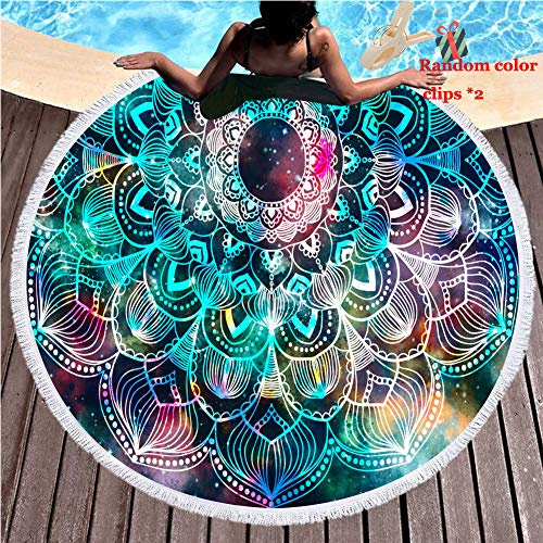 Strandtuch, Morbuy Runde Mandala indisches Sunscreen Tuch/Wandteppich/Wickelrock/Runde Yoga-Matte/Tischdecke Handtuch Für Outdoor-Aktivität Und Innen-Dekoration (150cm,Mandala 5)