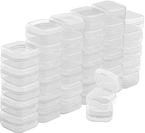Belle Vous Kleine Aufbewahrungsbox Plastik Transparent mit Deckel zum Klappen (36er Set) – 3,5 x 3,5 x 2 cm - Mini Plastik Boxen für Kleine Perlen, Pillen, Schmuck, Schrauben Sortierbox, Bastelzubehör