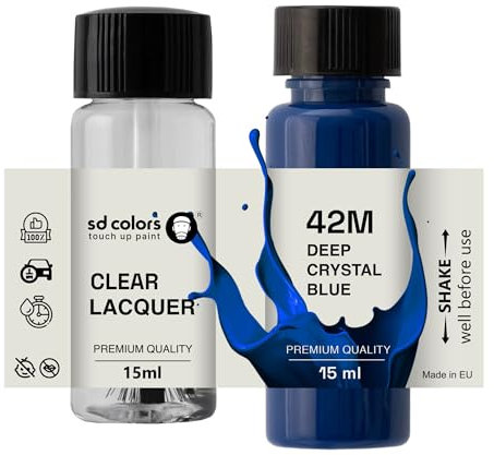 SD COLORS Deep Crystal Blue 42 M New Touch Up Paint 15 ML RIPARAZIONE SCRATCH CHIP Brush COLORE CODICE 42M CRISTALLO BLU (VERNICI+LACQUA)