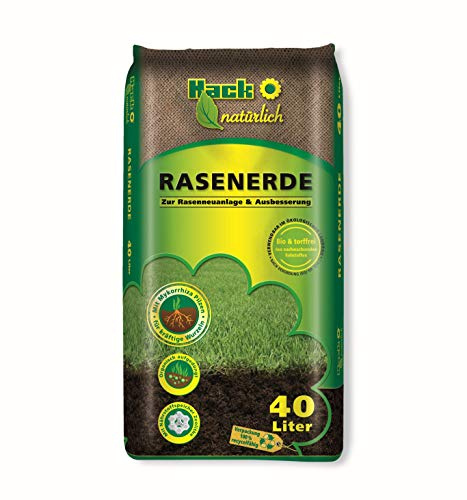 Hack Bio Rasenerde 40L Spezial Rasenerde Bio-Erde TORFFREI für Neuansaat Ausbesserung und Pflege alle Rasenflächen
