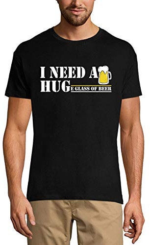 Homme Tee-Shirt J'Ai Besoin d'un Grand Verre De Bière pour Faire Une Blague – I Need Huge Glass of Beer Joke Saying – T-Shirt Graphique Éco-Responsable Vintage Cadeau Nouveauté Noir Profond XS