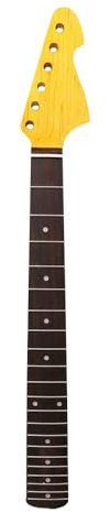 Yinfente Gitarrenhals, 21 Bünde, 64,8 cm, Griffbrett aus Ahorn-Palisander, Punkteeinlage, glänzende gelbe Farbe, geschraubte Ferse