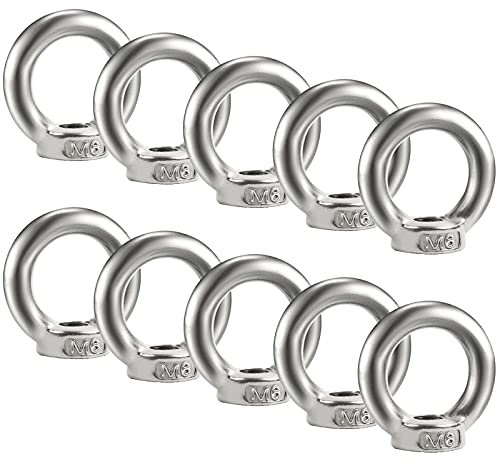 Bolatus 10 dadi ad anello M6 in acciaio inox 304, dadi ad occhiello, dadi ad anello, dadi oculari, occhielli per il sollevamento di accessori
