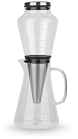 BEEM Cold Drip Kaffeebereiter für 0,5l Borosilikatglas/Edelstahl Silber-Transparent, Maße: 14cm x 12,5,cm x 33,4cm, 03075