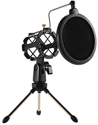Mini Desktop Microphone Stand, Shock Mount Mic Holder, Pop Filter Kit For Studio Recording Online Chatting Singing Meeting
