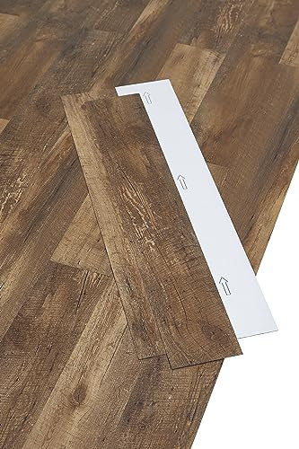 misento Vinylboden selbstklebend 4,46m² Holzoptik, wasserfest, PVC Bodenbelag selbstklebend, 32 Planken, selbstklebende Bodenfliesen, Eicheoptik Braun