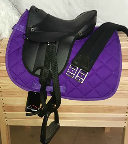 HKM Shettysattel Set inkl. Zubehör Shetty Sattel auch toll für Holzpferd (schwarz/lila)