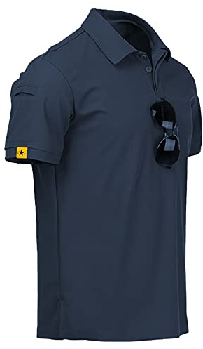 ZITY Mens Polo Shirt Short Sleeve Sports Tactical T-Shirt Athletic Golf Polos Daily Casual Stylish Collared Shirts for Men Navy 3X-Large