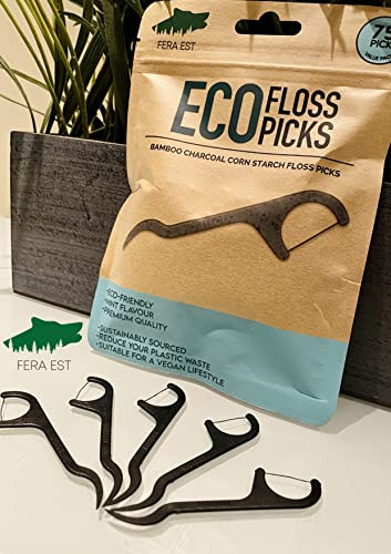 Premium Eco Zahnseide-Picks, 75 Stück, 100 % biologisch abbaubare Zahnseide