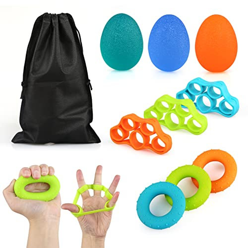 NEWSTYLE Fingertrainer Antistressball Handtrainer Set mit 3 Widerstandsstufen, Finger Stretcher Trainingsgerät Hand Grip Trainer Strengthener Griffbälle Silikon Griffkraft Handgelenk Trainer