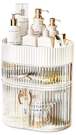 Galatée Staubschutz, hohe Flasche, Make-up-Organizer, Büro, Schubladen, Aufbewahrung von Schmuck, aus Kunststoff, Aufbewahrungsbox für Kosmetik, verschiedene Behälter, für Zuhause, Weiß – M