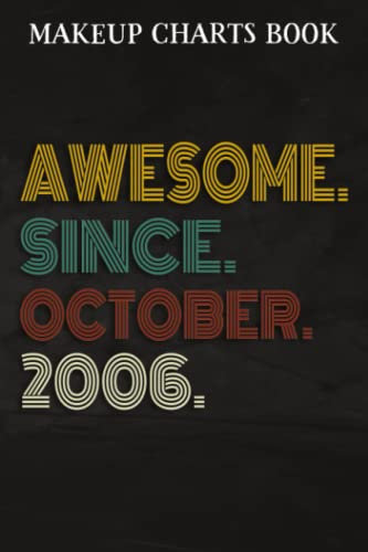 Makeup Charts Book :Awesome Since October 2006 16 Years Old 16th Birthday Gift: Gifts for Her:Makeup Eyes and Face Charts Model Size 6x9 110 Blank ... to ... Design (Makeup Artists Portfolio No