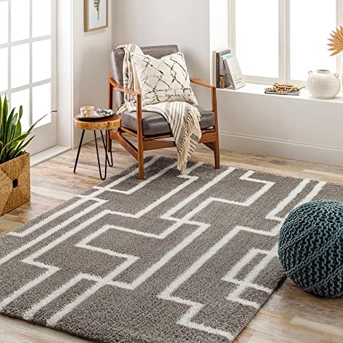 Livabliss Alor - Tappeto shaggy moderno, stile berbero per soggiorno, 160 x 213 cm, morbido tappeto shaggy per camera da letto, stile bohémien neutro, soffice e facile da pulire, grande, colore: