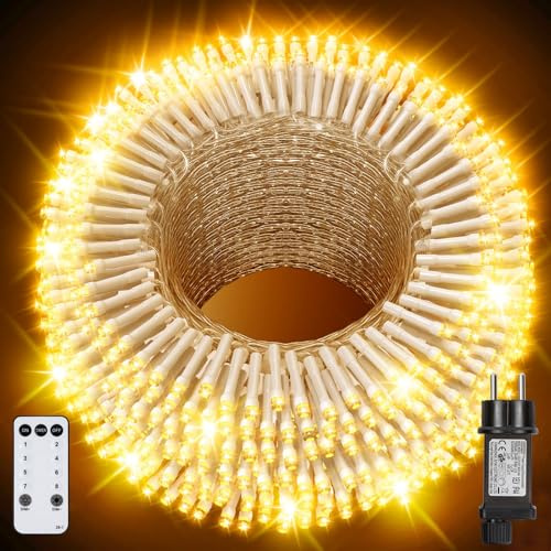 YAGOPAL Lichterkette außen, 40M 320 LED Weihnachtsbeleuchtung außen Christmas Lights Outdoor bunt 8 Modi mit Fernbedienung Strom Timer IP65 für Weihnachtsbaum Terrasse Party Hochzeit Dekoration