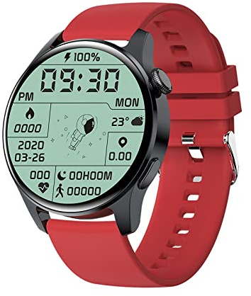 JUSHZ Android Smart Watch for Men Smart Watches for Women Smartwatch with Call Function Call and Text Wristband Bluetooth Calling Play Music Take Pictures Step Counting (red)