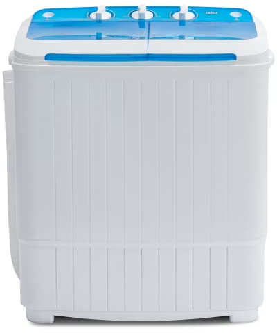 Muhub Portable Washing Machine,16.5LBS Mini Washer and Dryer,Wash and Spin Cycle Combo Twin Tub Compact Laundry Machine for Apartment Travel Dorms Rvs(White & Blue)