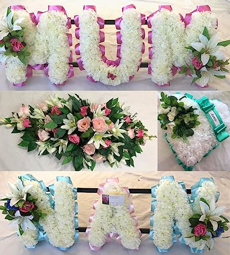 Silky Bouquets Artificial Silk Funeral Flower Package Nan Mum Heart Spray Memorial Tribute