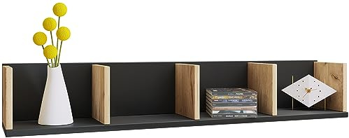VCM Holzregal hängend | platzsparendes Regal | Maße: H. 17 x B. 97 x T. 17 cm | Elegantes Regal hängend | Aufbewahrungsregal | Bücherregal | Wandboard - Honsa
