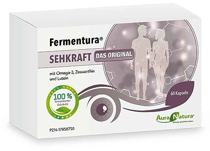 Lutein Zeaxanthin Kapseln - Augen Vitamine - mit Pflanzlichem Omega-3 & Vitaminen A, B2, C, D | Aura Natura Fermentura Sehkraft | 60 Kapseln
