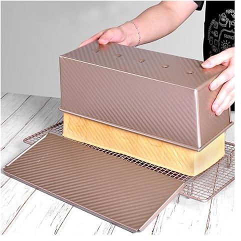 DUNSBY Loaf Tin 450g-1000g Aluminum Corrugated Toast Box Bread Baking Tray Loaf Pan with Sliding Cover Cake Ware Mould Mold Tin for Pastry (Color : 450G)