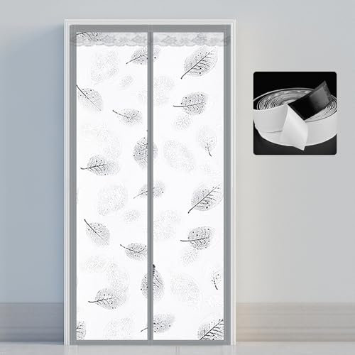 Türvorhang Kälteschutz 80x215cm, Kälteschutz Sommer Kälteschutz Panel-Isolierung Magnet für Tür Fenster türen Wohnzimmer, Blickdicht（grau -I）
