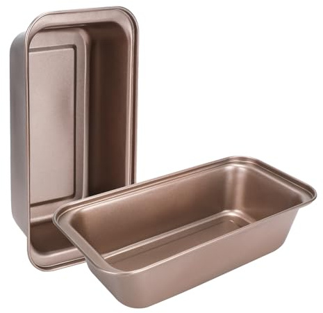 Spmarkt Kastenform 25,4 cm, 2er Set, antihaftbeschichtet, goldfarben, stapelbar, rechteckige Backform für Brot, Bananenbrot und Sandwiches