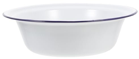 HOLIDYOYO Enamel Bowl,6cm Large Enamel Mixing Bowl White Ware with Blue Rim Vintage Soup Basin Ice Cream Salads Prepared Bowls Baking Pan for Noodles Salad Fruit Ramen