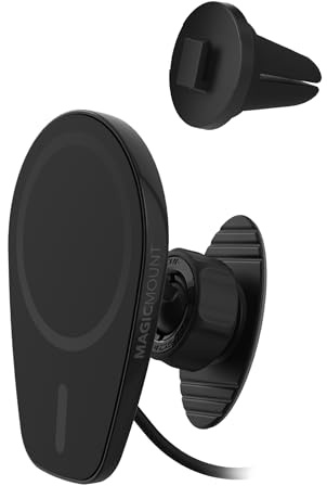 Scosche MPQ6DV-SP Magnetic Phone Holder for Car Dashboard/Vent, 15W Wireless Fast Car Charger Phone Stand, Hands Free Cell Phone Mount Compatible with iPhone 17/16/15/14/13/12 Series & MagSafe Case