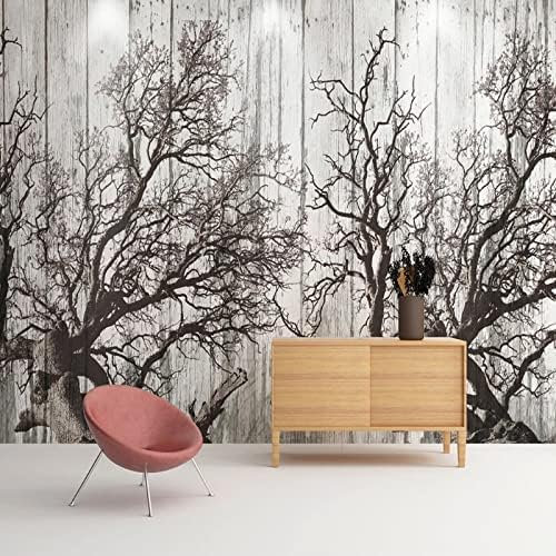 XLMING Retro Schwarz Und Weiß Holz Wald Kunst Schlafzimmer Sofa Wohnzimmer Tv Hintergrund Wand 3D Tapete-300cm×210cm