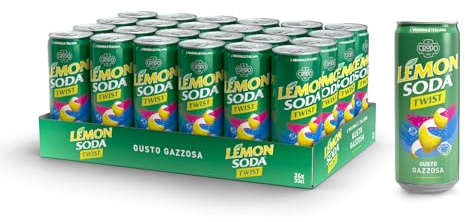 Lemonsoda | Twist Lime, Bevanda Gassata Gusto Gazzosa, 24 Lattine da 33 cl | Senza Zuccheri, Rinfrescante, Senza coloranti e Conservanti