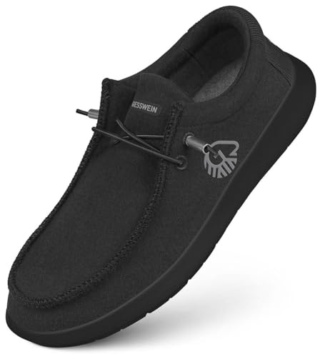 Giesswein Merino Mokassin Herren - Slip on Schuhe aus Merino Wolle, Männer Halbschuhe in komfortabler Weite