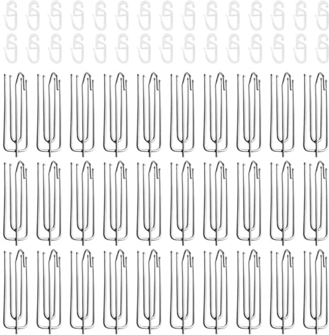 30 ganchos de acero inoxidable y 30 ganchos de plástico, ganchos de clip, clips de cortina, deslizadores de cortina, ganchos de metal para cortinas, cortinas de riel, clips de anillo de cortina de