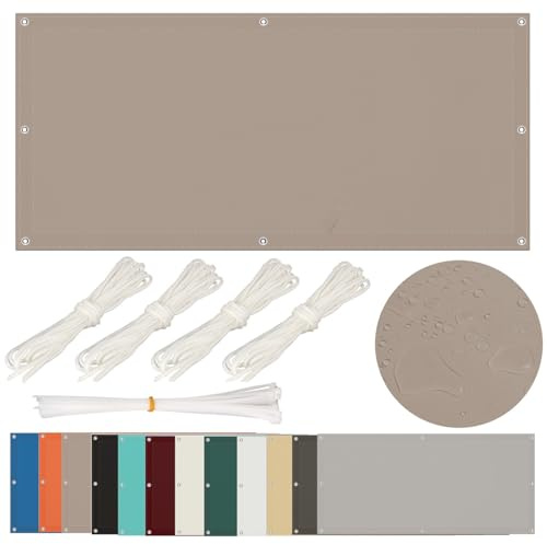 Sonnensegel Wasserdicht 1.2x1.8m Rechteckig mit Ösen - Sonnenschutz für Balkon und Terrasse Ohne Bohren, Segeltuch UV Schutz, Schwer, Braun