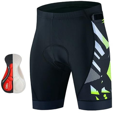 QIULKU Fahrradhose,Fahrradhose Herren Radlerhose mit DREI Taschen, Fahrradhose, Triathlon-Shorts mit 5D-Gel-Polsterung, atmungsaktive Mountainbike-Shorts for Herren(Pic color-04,L)