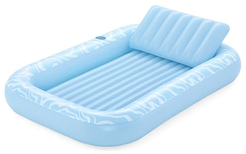Bestway Aufblasbare Sonnenliege 203 x 137 cm – Große Poolliege & Wasserlounge für 1 Person, mit Kopfkissen & Getränkehalter, auch als Mini-Pool nutzbar für Pool, Strand & Garten