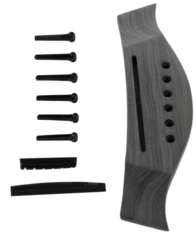 ULDIGI Folk Gitarrenbrückenset mit Gitarrensattel und Brückennadeln aus Palisander Ersatzteilkit für Akustikgitarre Kompatibel mit Folk Gitarren Leicht Transportierbar Zufällige Farbe