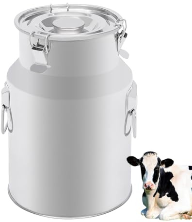 Taozhiyy Pot à lait de 28 l en acier inoxydable avec couvercle anti-fuite | anse de transport, pichet à lait, cafetière à vin, récipient de transport pour les maisons, les fermes, les entreprises de