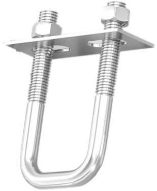 M6810 Squa Bolt 304 Stainless Steel U-screw Square Clamp Square Pipe Clamp Right Angle Bolt With Baffle Square Clamp Hw20-200mm(M8x60x60mm 1set)